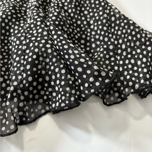 East 5th Black and White Polka Dot Midi Pull On Elastic Waist with Ruffle Hem. - Picture 9 of 10
